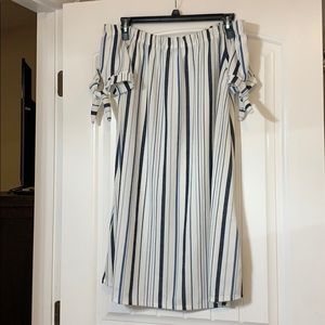 Nautical Off The Shoulder Dress